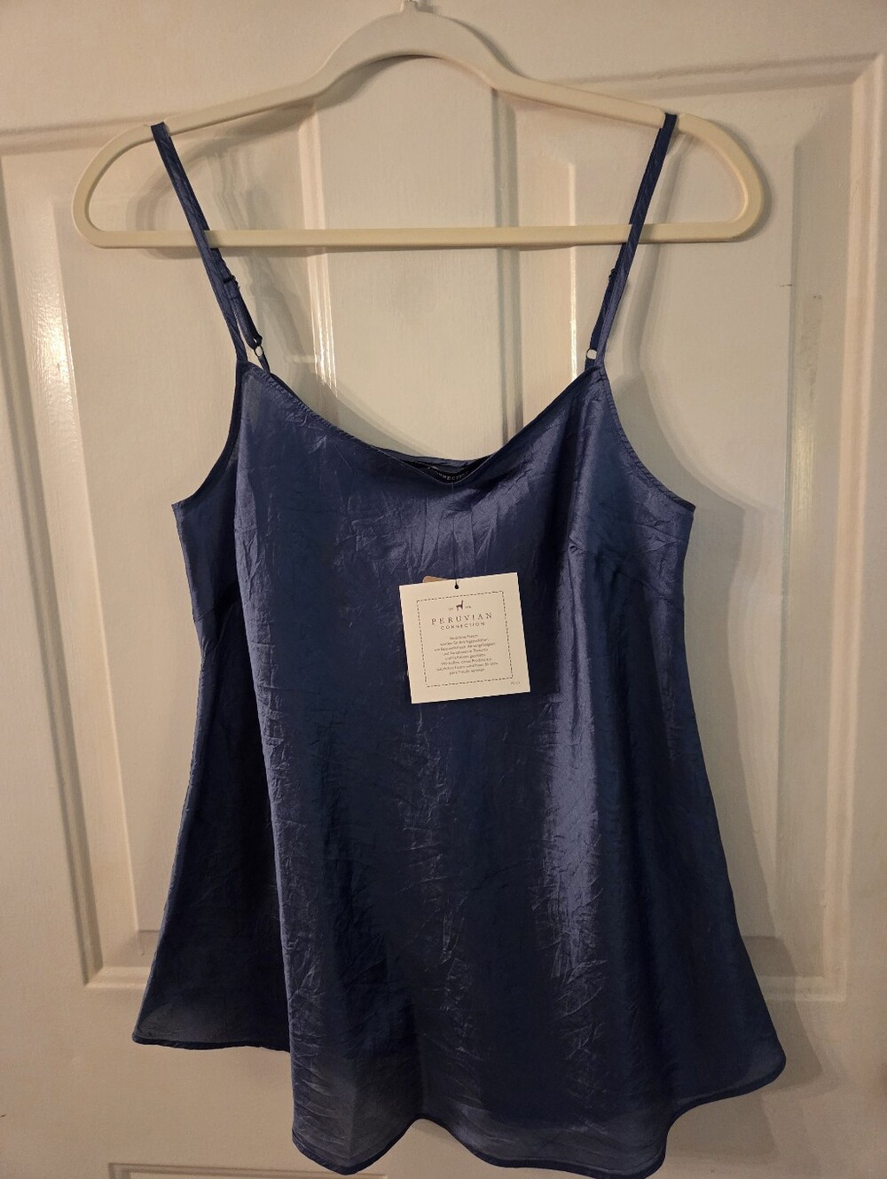 NWT Peruvian Connection Sophia Swing Cami 100% Silk Adriatic Blue Size M